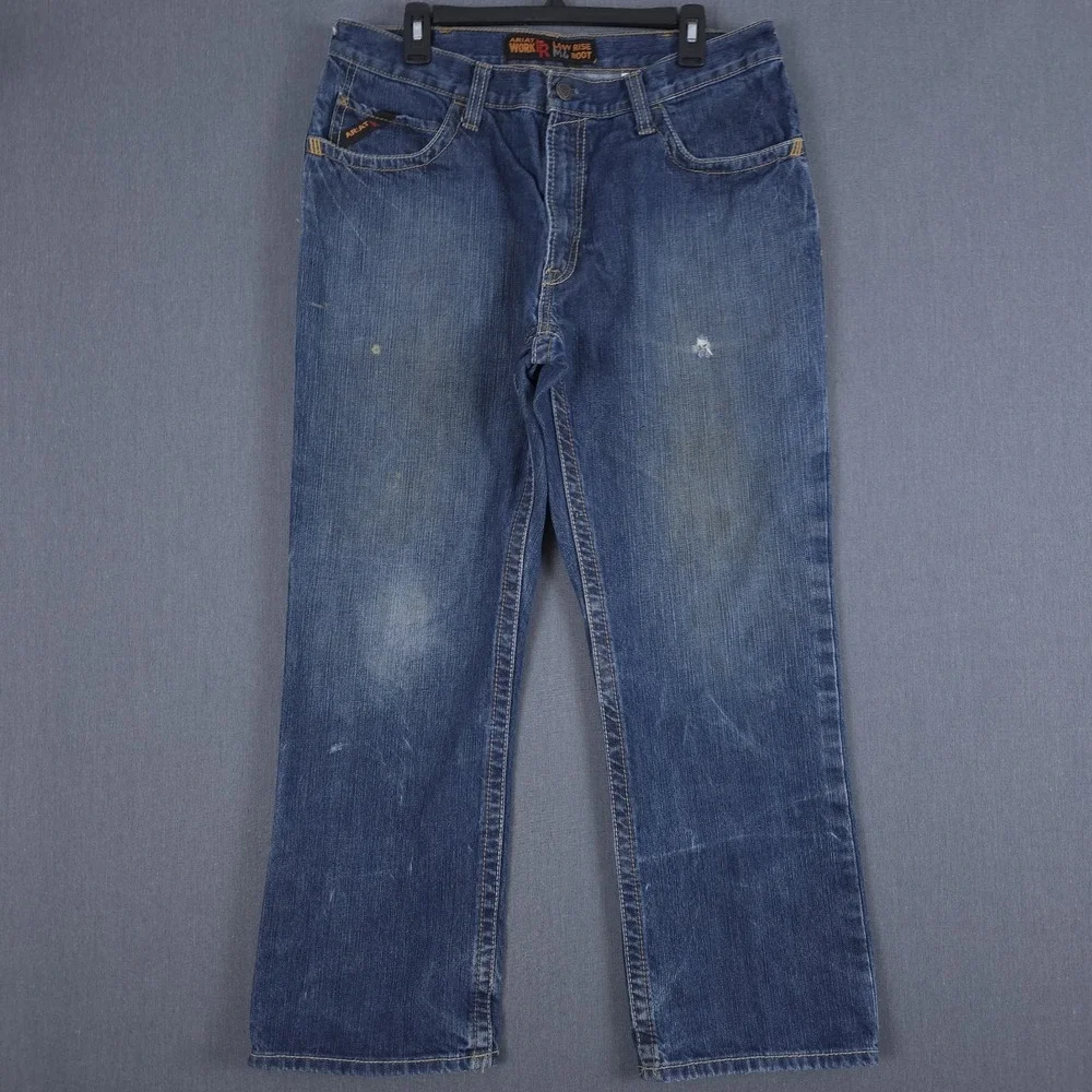 Ariat FR M4 Relaxed Basic Boot Cut Jeans Mens 36x30 (Fits‎ 34x29) Low Rise Denim